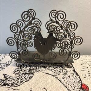 Vintage Farmhouse Style Metal Rooster Napkin Holder